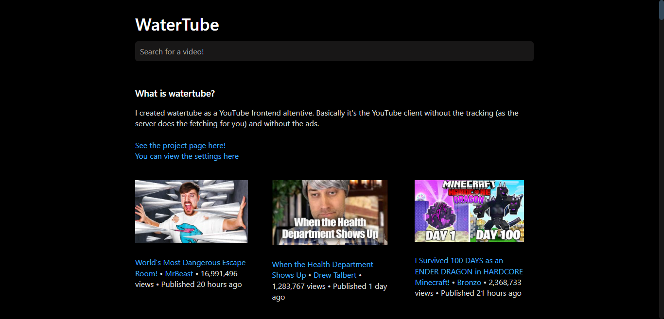 GitHub kinseria/watertube A YouTube client built with ytdlcore